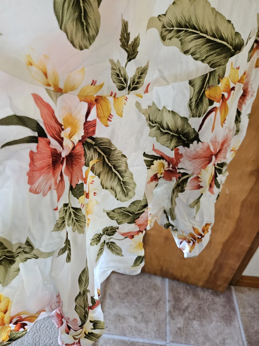 White Floral Midi Dress with Pink & Yellow Blooms Two Palms.Dress